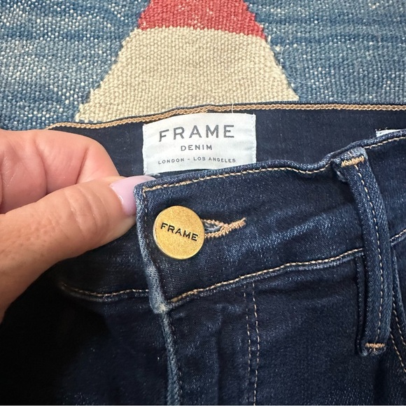 Frame Le Sylvie Slender Straight Jeans Cabana Dark Wash Size 27 - Picture 12 of 16